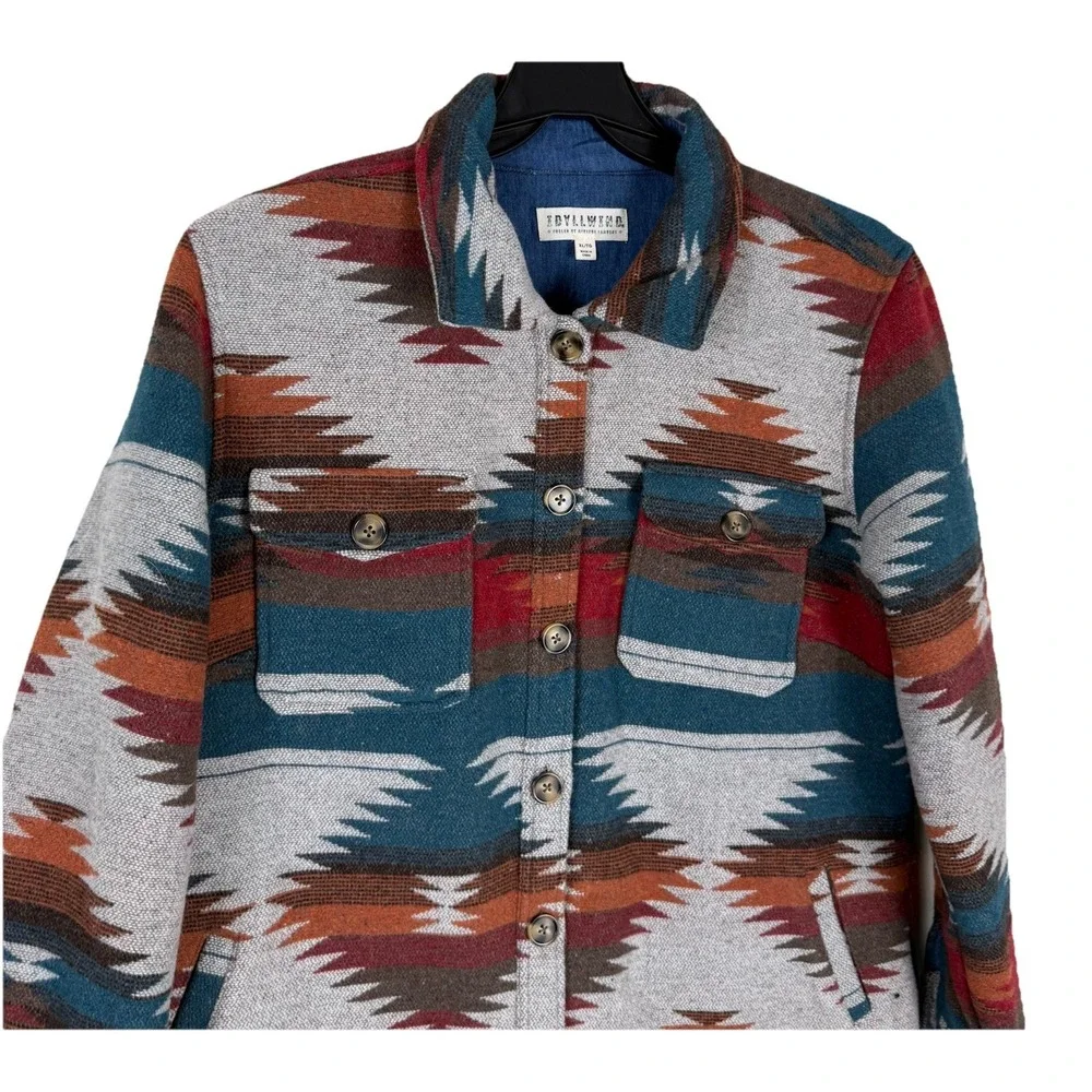 Idyllwind Southwestern Aztec Blanket Jacket Shacket Women's XL Rust Wool Blend - Picture 4 of 13